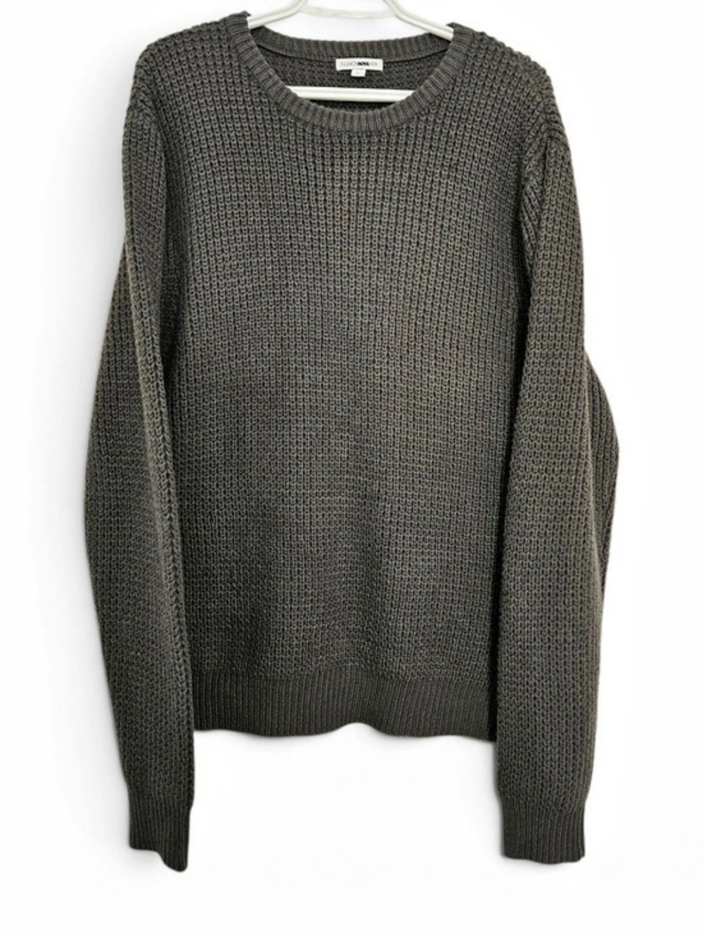 Fashion Nova Men’s L Gray Chunky Knit Sweater Crewneck Dark Academia minimalist